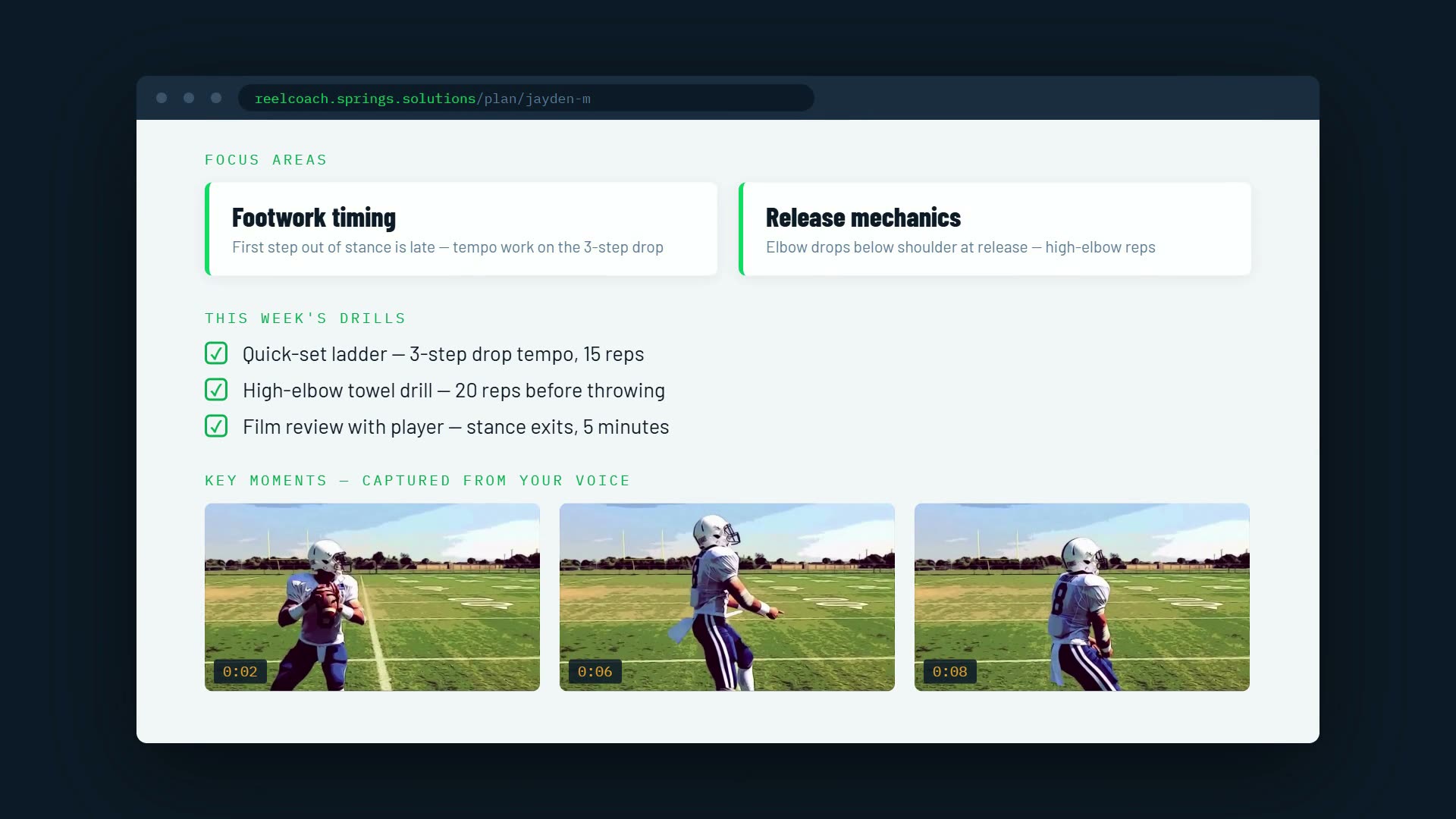 Personal improvement plan for the player
